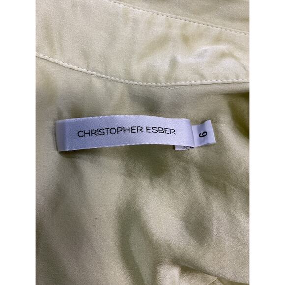 Christopher Esber Green Silk Crop Tie Shirt Size 6 - Picture 4 of 5